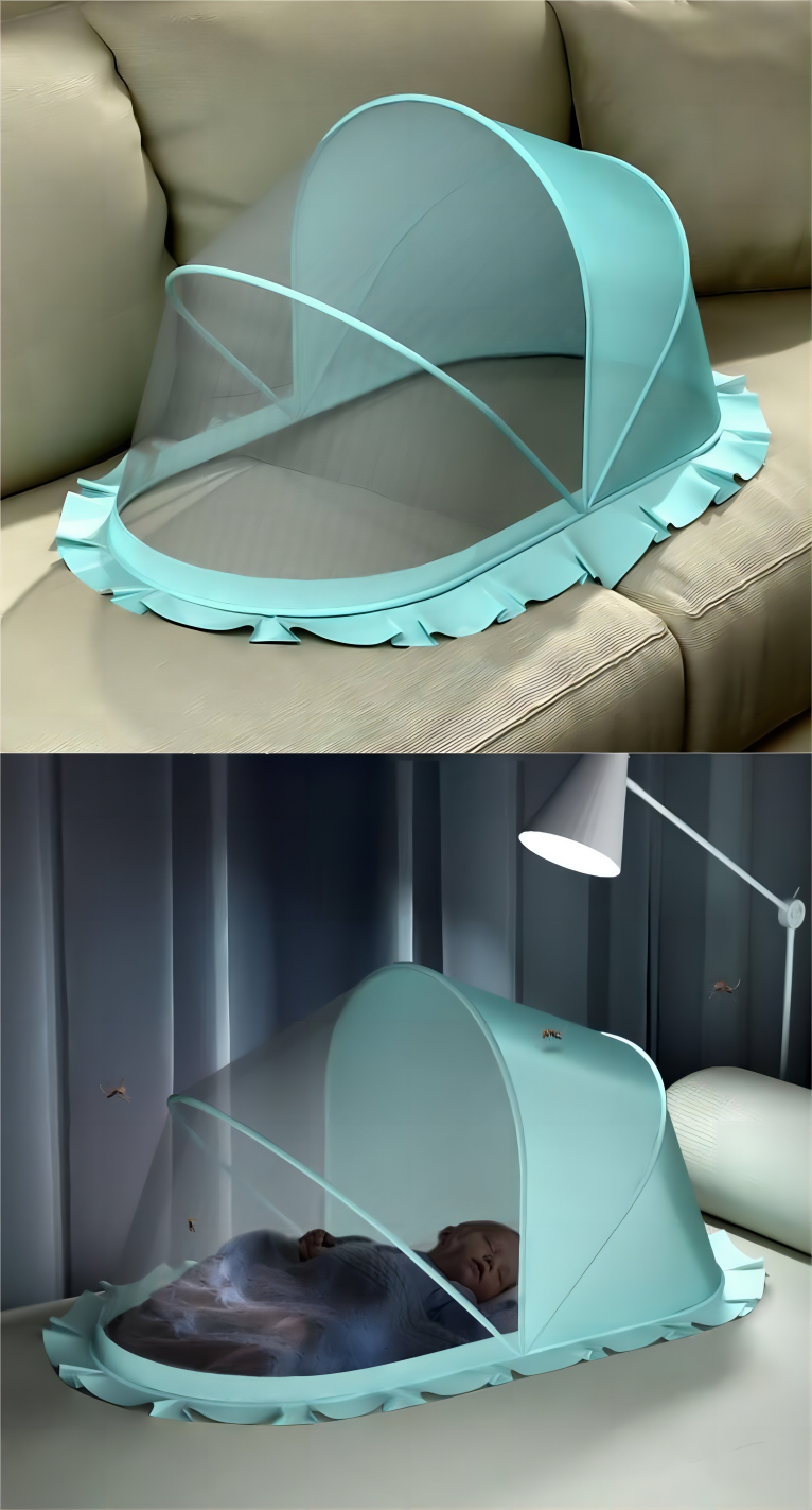 Baby bed mosquito net portable, foldable encrypted baby mosquito net children's yurt no installation light shielding mosquito net