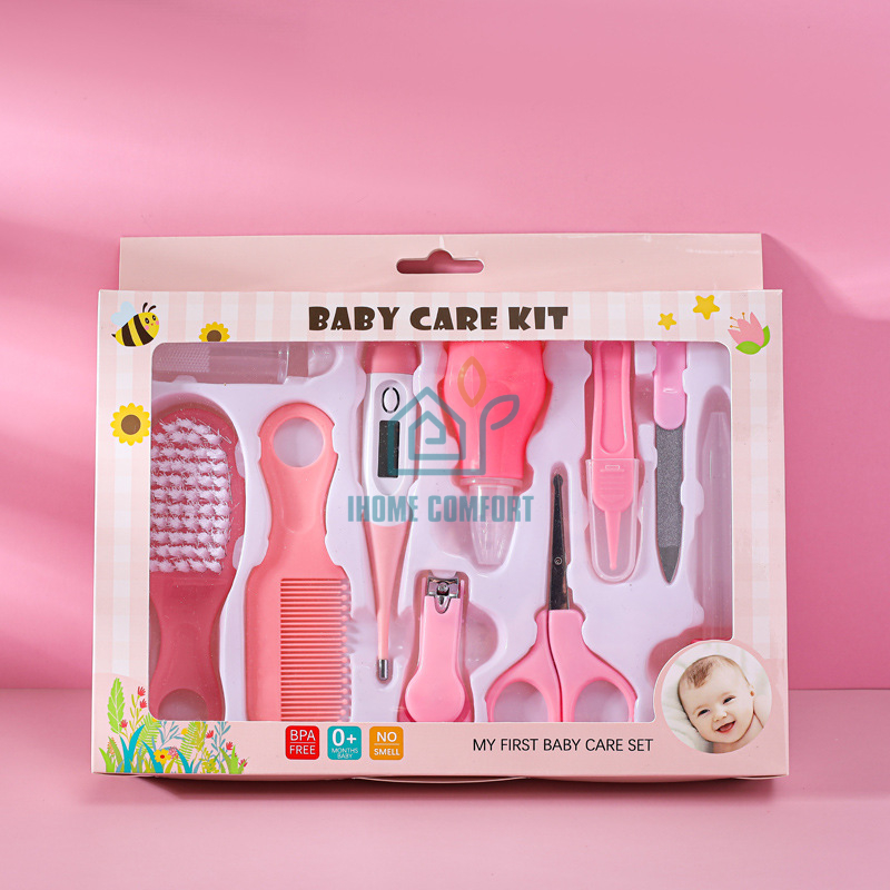 10 piece set of mother and baby supplies, baby care gift box, baby ear digging spoon, children's nail clippers