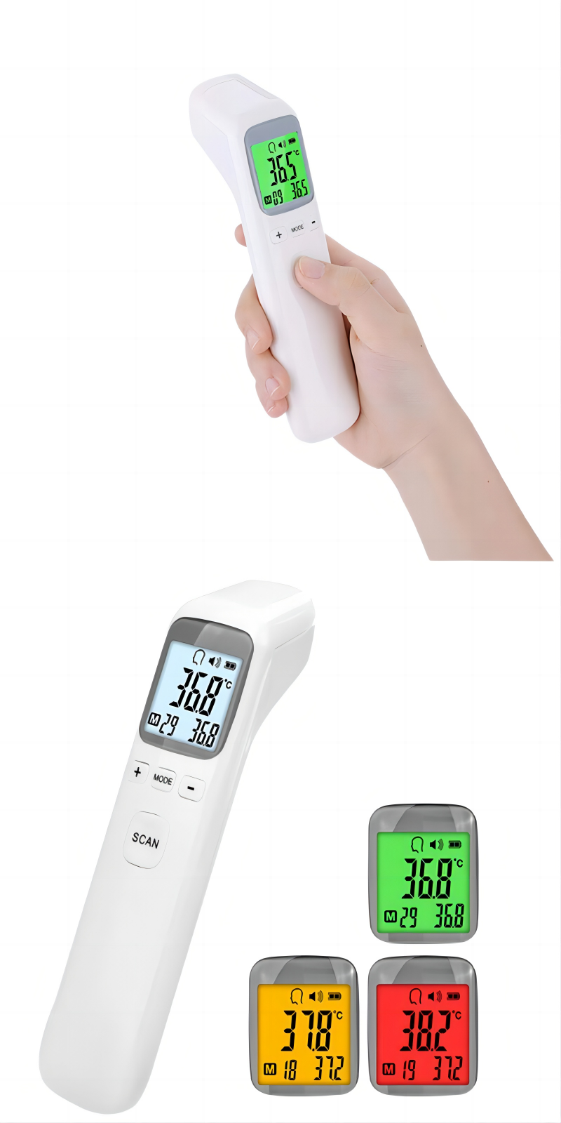 Non-Contact Electronic Thermometer, Non-Contact Thermometer, Infrared: 1 Second Measurement, 32 Records, Non-Contact Thermometer