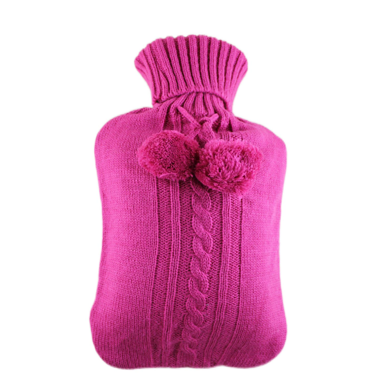 UK BS ISO CE Wholesale Winter Warm Premium Rubber PVC Hot Water Bottle Bag with Fluffy Plush Pink Cover 1L for Festival Promotion Gift 