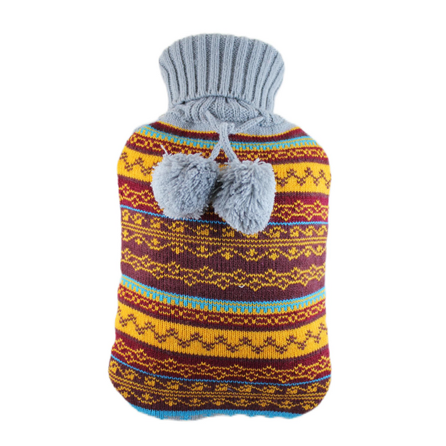 Amazon Hot Sale Factory Price UK BS CE ISO Natural Rubber Hot Water Bottle with Knitted Cover for Baby Women Men Winetr Warming 