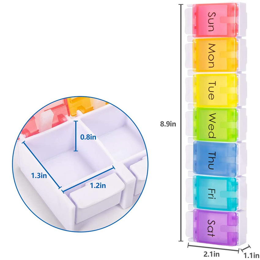 Unique 14 Grid Quick-Refill Pill Medication Organizer