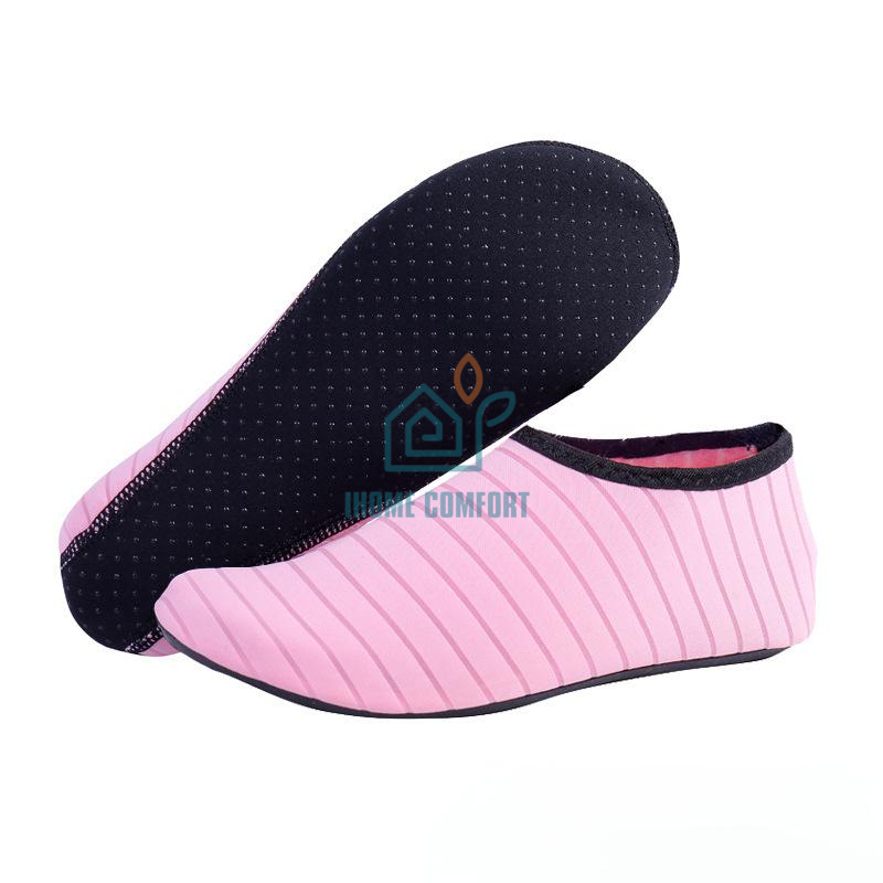 Women's Water Socks or Shoes with Elastic, Quick Dry, Breathable Fabric and Non-Slip Rubber Sole