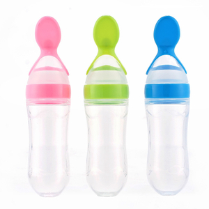Baby Food Spoon, Bottle-shaped Silicone Spoon For Rice Paste, Infant Silicone Squeeze Feeding Bottle