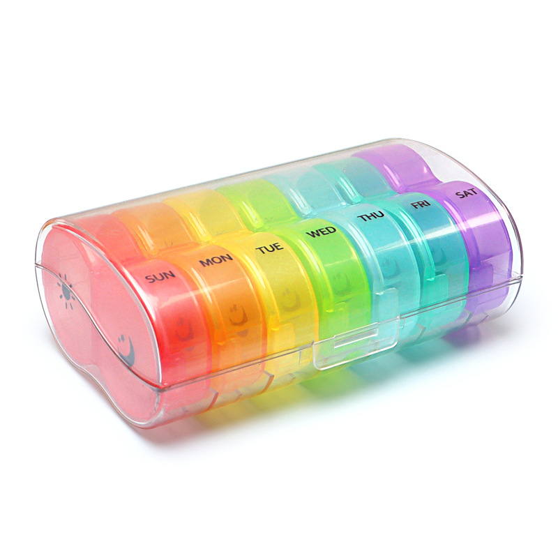 Weekly Pill Organizer 7 Day 2 Times a Day, Large Daily Pill Cases for Pills/Vitamin/Fish Oil/Supplements, BPA Free Pill Box, Easy to Clean