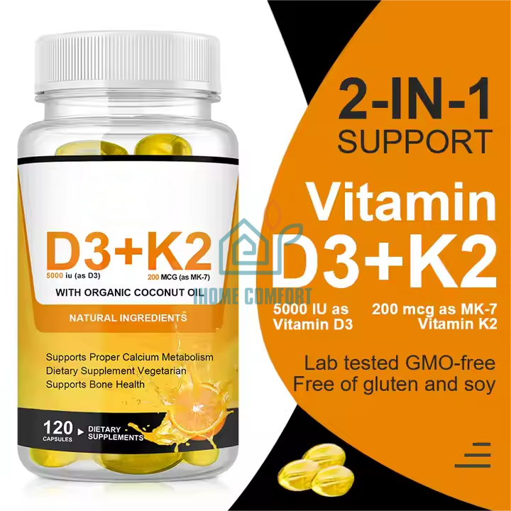 5000IU 30pcs Vitamin D3 Vitamin K2 Softgels Capsules for Support Immune Bone