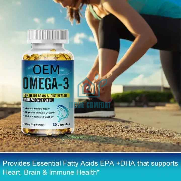 Private Label 3 Softgels Fish Oil 3600 mg EPA DHA or Healthy Heart Support Best Essential Fatty Acids