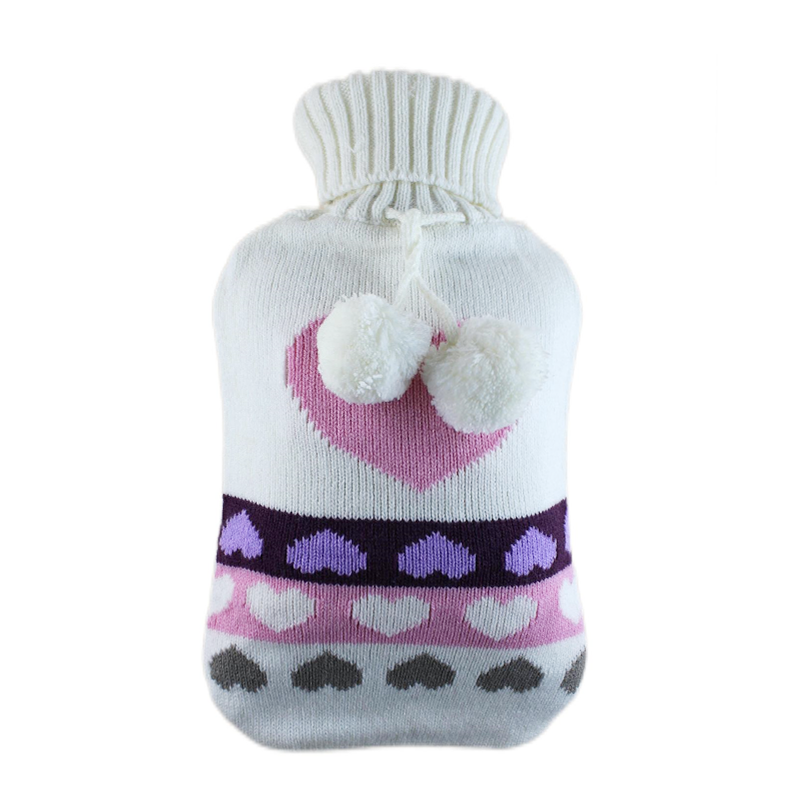 Amazon Hot Sale Factory Price UK BS CE ISO Natural Rubber Hot Water Bottle with Knitted Cover for Baby Women Men Winetr Warming 