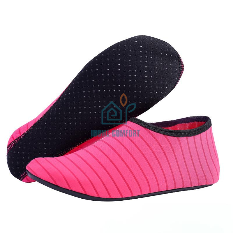 Women's Water Socks or Shoes with Elastic, Quick Dry, Breathable Fabric and Non-Slip Rubber Sole