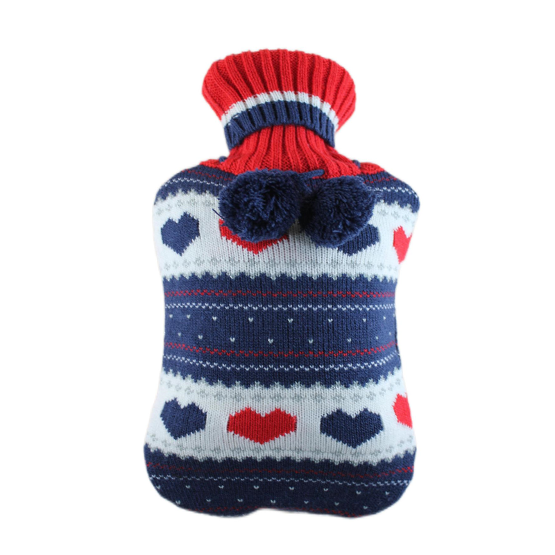 Amazon Hot Sale Factory Price UK BS CE ISO Natural Rubber Hot Water Bottle with Knitted Cover for Baby Women Men Winetr Warming 