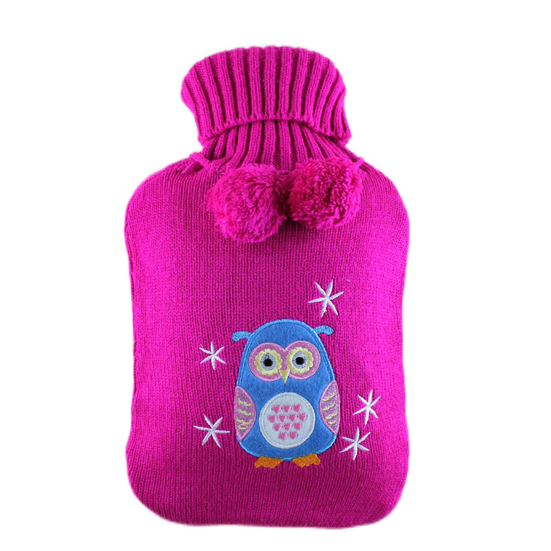 UK BS ISO CE Wholesale Winter Warm Premium Rubber PVC Hot Water Bottle Bag with Fluffy Plush Pink Cover 1L for Festival Promotion Gift 