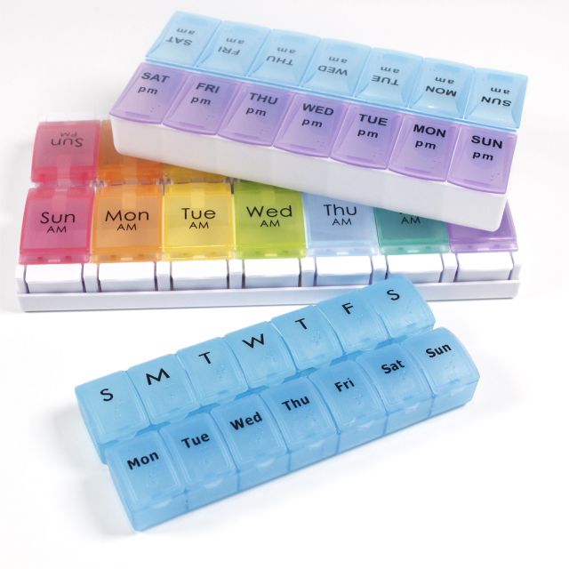 Unique 14 Grid Quick-Refill Pill Medication Organizer