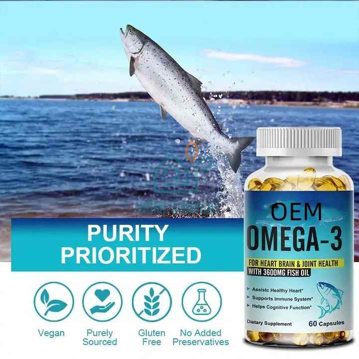 Private Label 3 Softgels Fish Oil 3600 mg EPA DHA or Healthy Heart Support Best Essential Fatty Acids